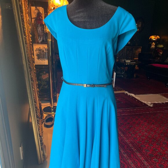 Calvin Klein Blue Lagoon Dress Full Skirt Fit & Flare Party Sz 6 NWT - Picture 1 of 7